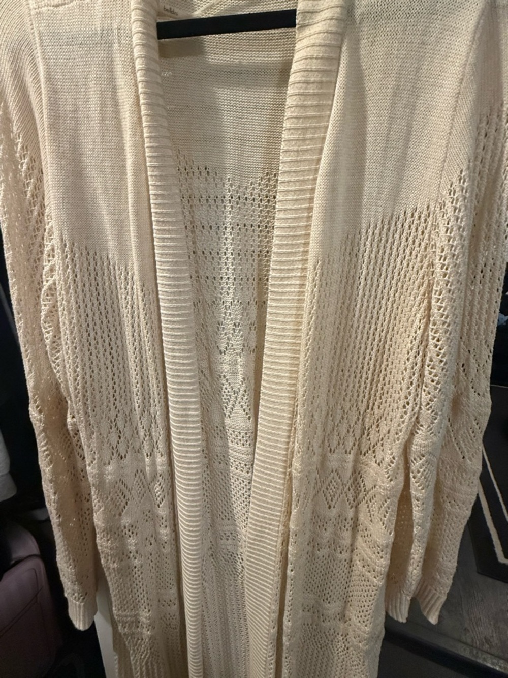Belldini Cream Open-Front Knit Cardigan